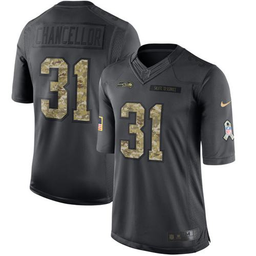 Nike Seahawks #31 Kam Chancellor Black Youth Stitched NFL Limited 2016 Salute to Service Jersey
